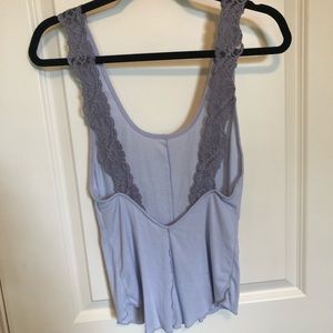 Purple Free People Tank with lace straps